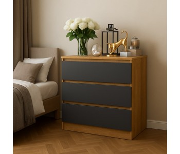 Комод "Мальм" 3 ящика дуб крафт золотой/ графит (Ориноко)